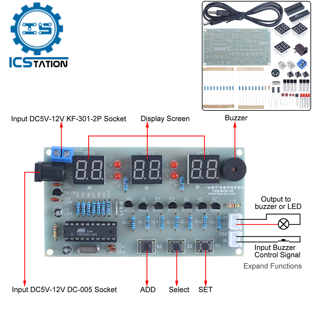 Diy Electronics Learning Kit - Diy kit eletrônico 6bit vermelho led